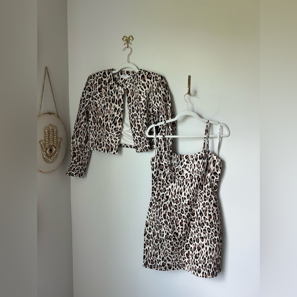 Avec Les Filles Dresses & Skirts - Avec Les Filles Leopard Print Mini Dress and Jacket Set